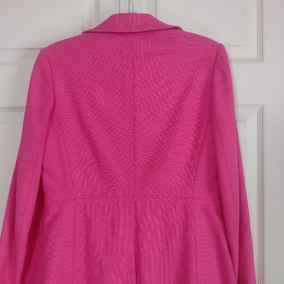 Banana Republic Hot Pink Woven Textured Cotton Double Breasted Pea Coat Medium - Picture 9 of 16